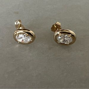 14k Solid Gold Post CZ Earrings